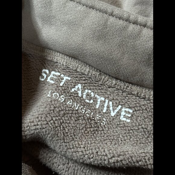 SET ACTIVE Sweater Medium Womens Brown Beige Half Zip Pockets Fleece Sweatshirt - Picture 8 of 8